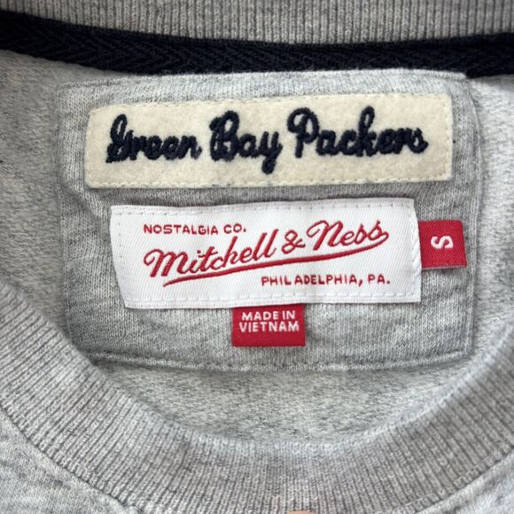 Green Bay Packers Mens Mitchell & Ness Retro Crewneck Sweatshirt Size S Gray NFL - Picture 3 of 10